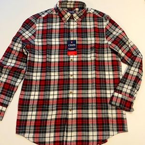 Chaps Small Plaid Flannel Button Shirt Long Sleeve New D27